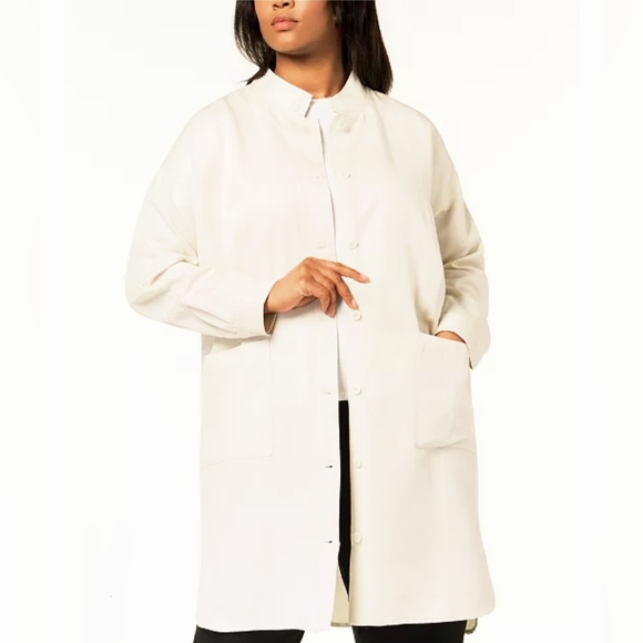Eileen Fisher Jackets & Blazers - Eileen Fisher Ivory Long Button Front Coat